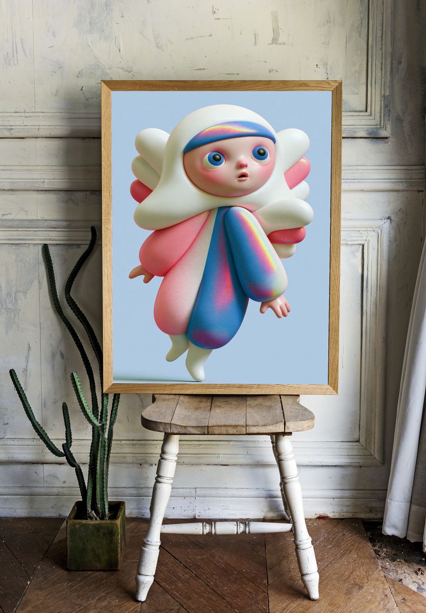 Dreamy 3D Character Illustration Poster. room preview