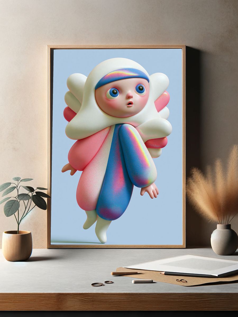 Dreamy 3D Character Illustration Poster. — room view 2