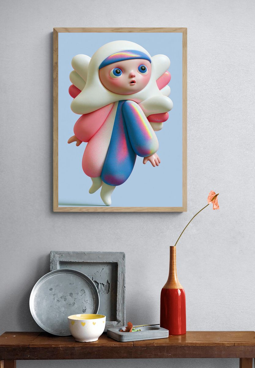 Dreamy 3D Character Illustration Poster. — room view 3