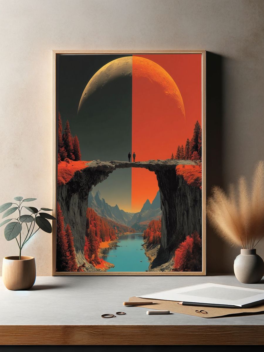 Surreal Moon Canyon Landscape Print. — room view 2