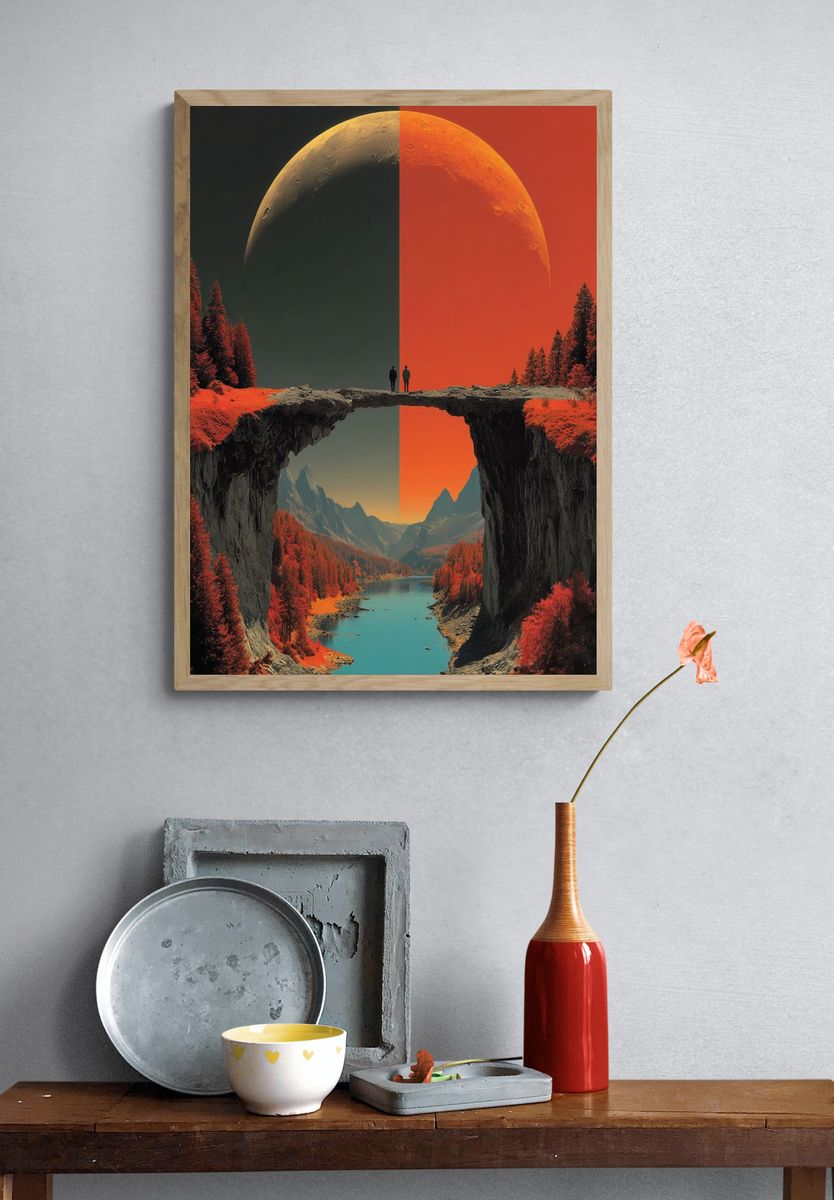 Surreal Moon Canyon Landscape Print. — room view 3