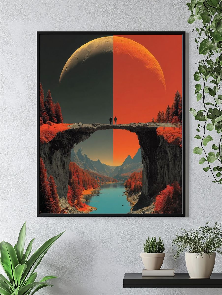 Surreal Moon Canyon Landscape Print. — room view 4
