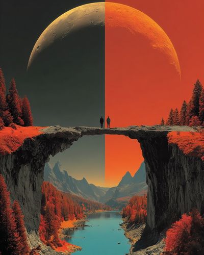 Surreal Moon Canyon Landscape Print.