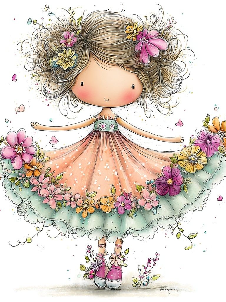 Floral Doll Illustration Poster. poster detail