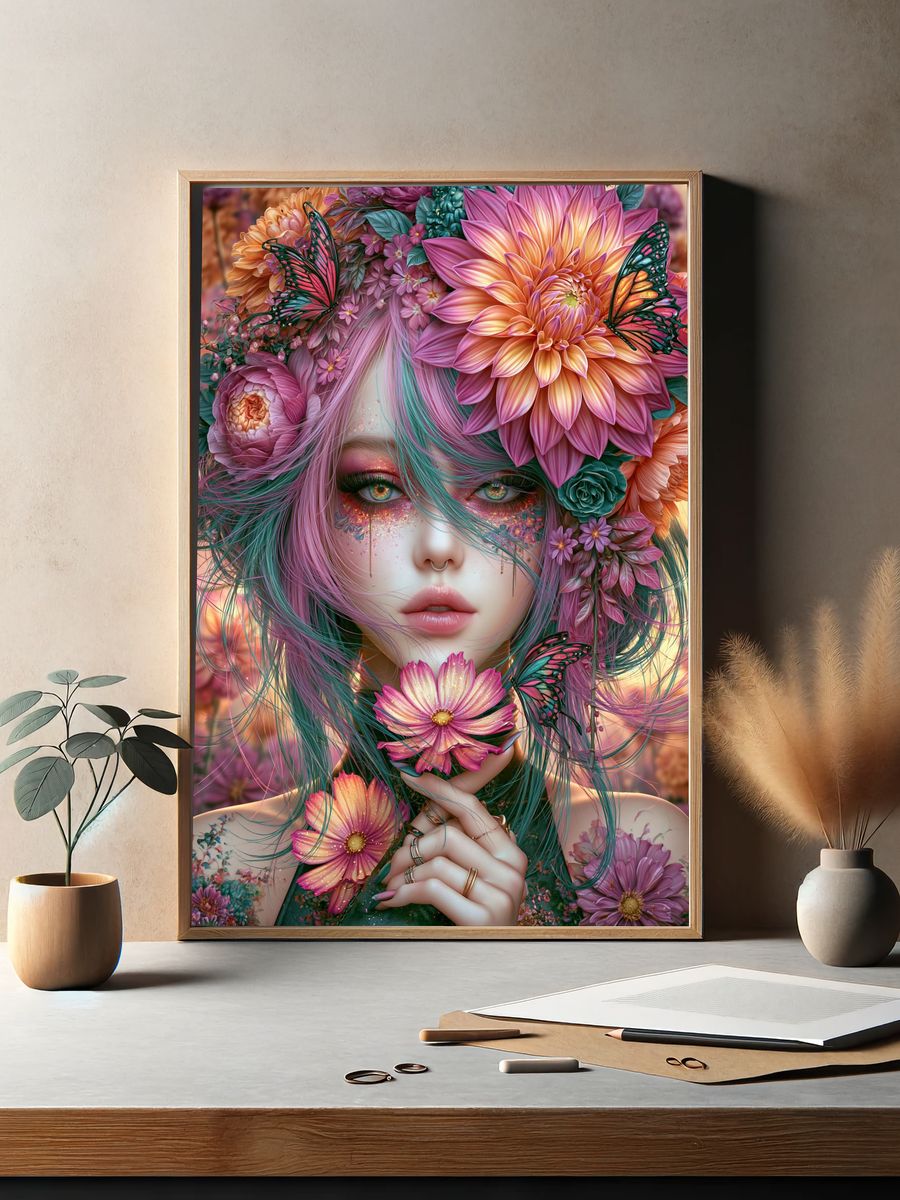 Floral Fantasy Portrait Print. — room view 2