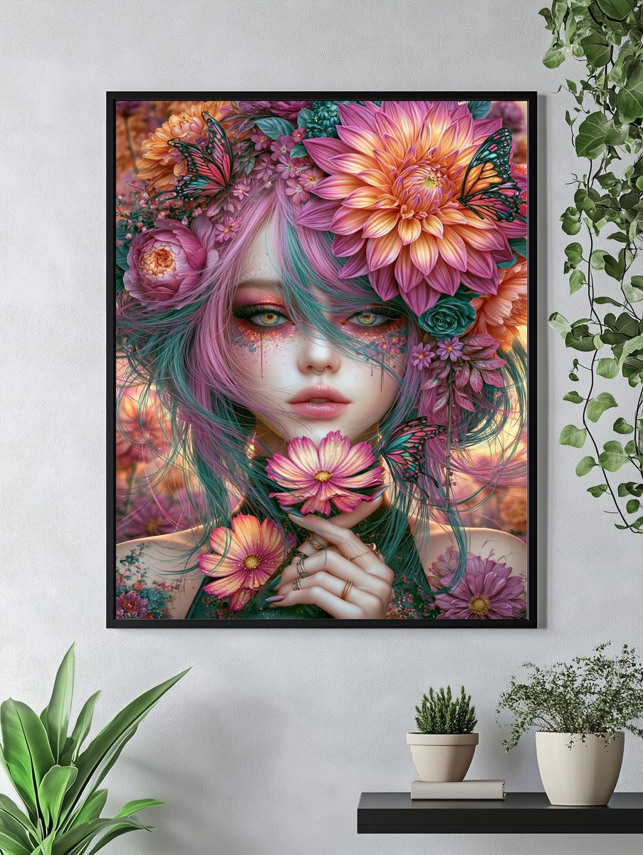 Floral Fantasy Portrait Print. — room view 4