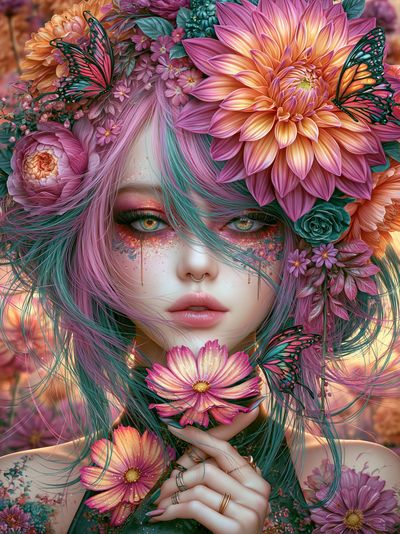 Floral Fantasy Portrait Print.