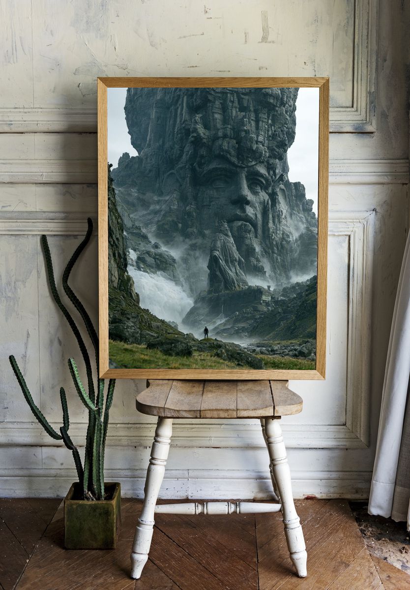 Misty Stone Giant Landscape Poster. — room view 1