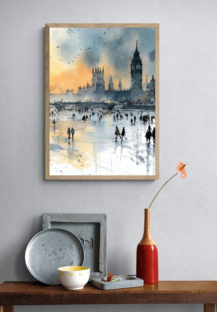 London Ice Rink Watercolor Print. — room view 3