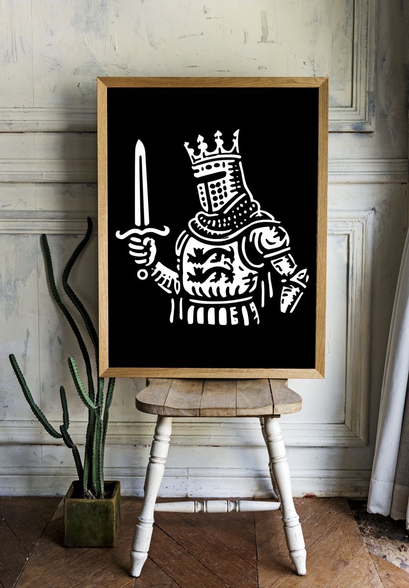Black Knight Line Art Poster. — room view 1