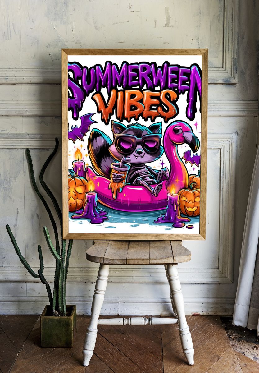 Summerween Vibes Cartoon Poster. room preview