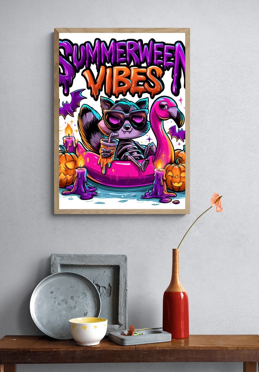 Summerween Vibes Cartoon Poster. — room view 3