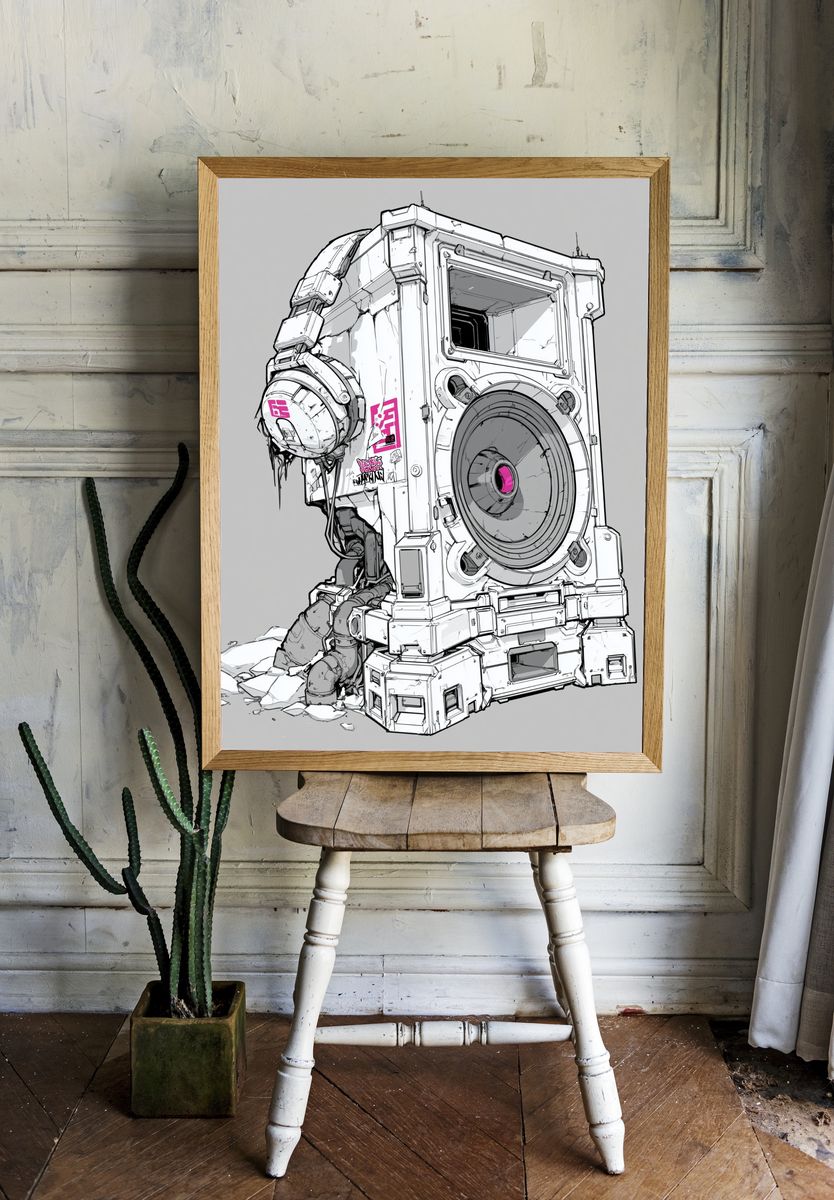 Sci-Fi Mech Pod Illustration Poster. — room view 1