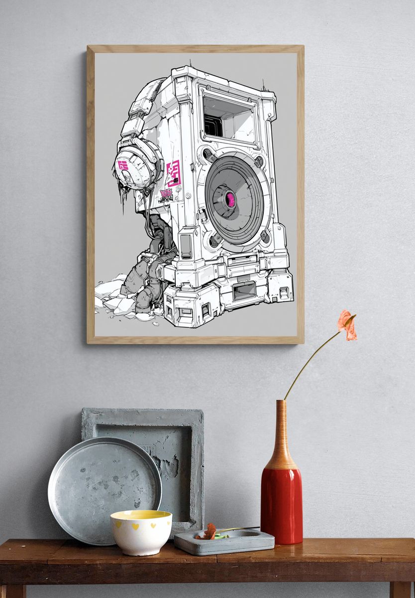 Sci-Fi Mech Pod Illustration Poster. — room view 3