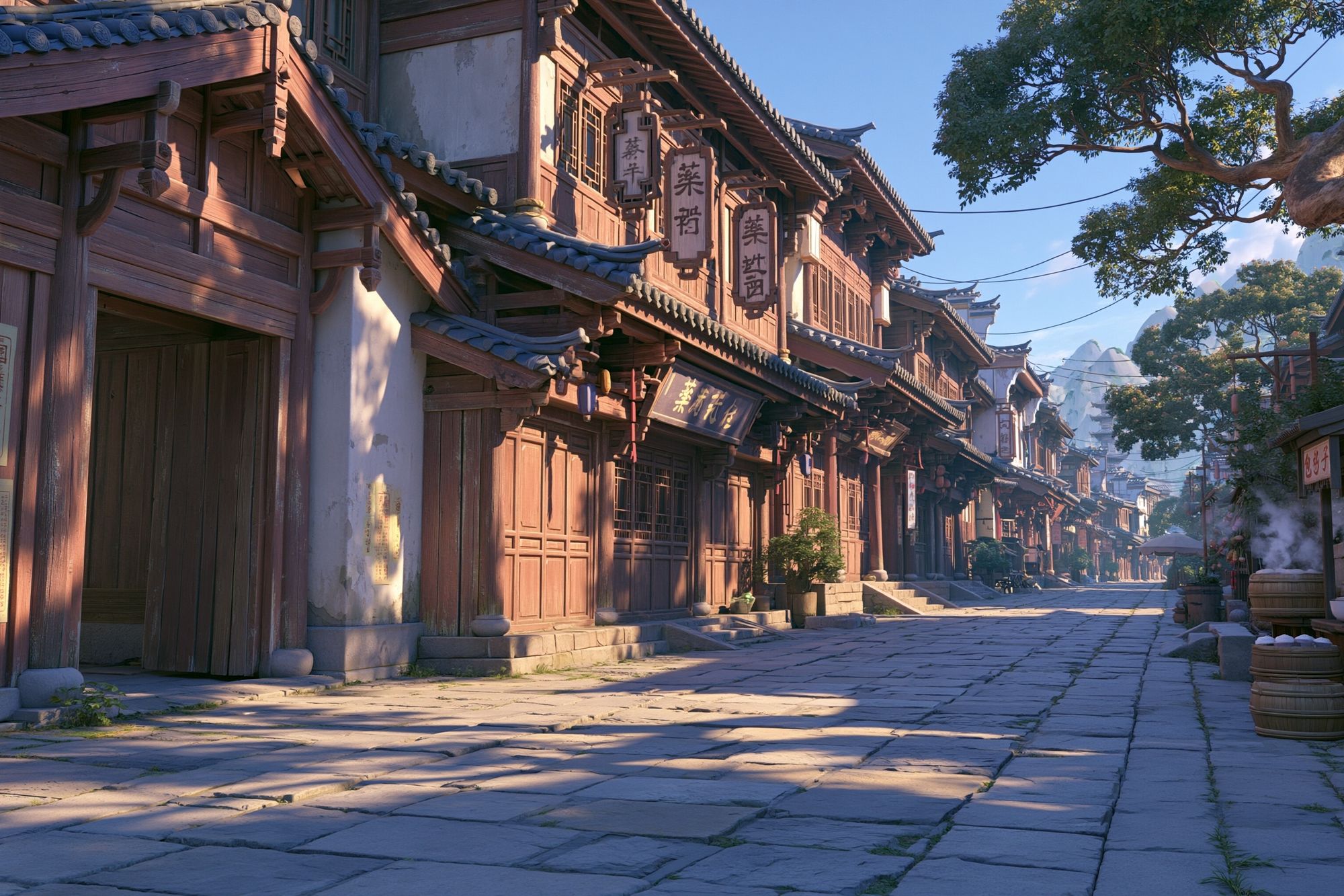Ancient Chinese Street — Illustration Print. poster — illustration art