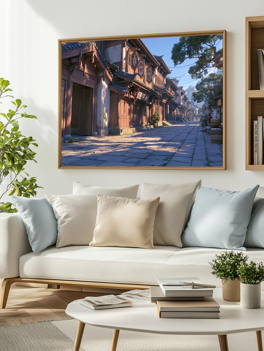 Ancient Chinese Street — Illustration Print. — room view 2