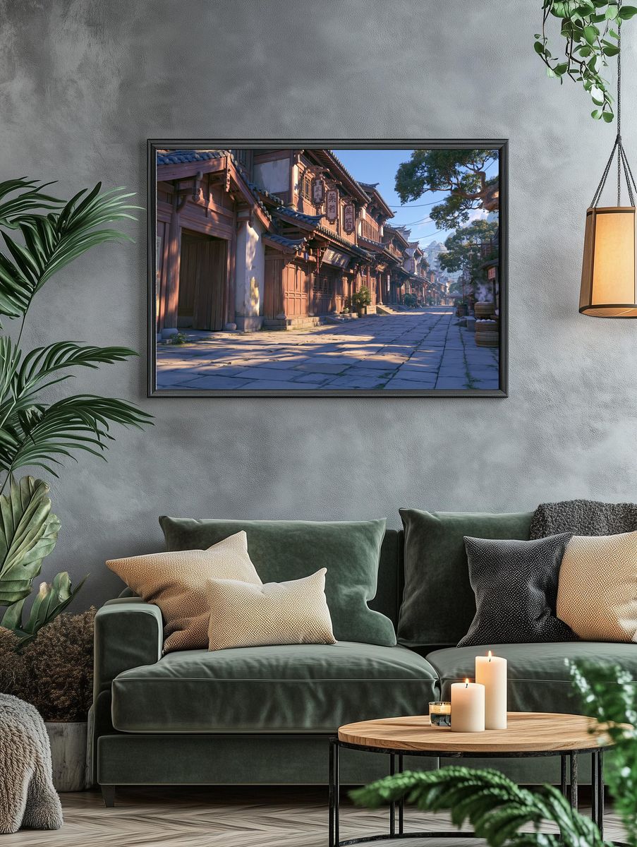 Ancient Chinese Street — Illustration Print. — room view 4