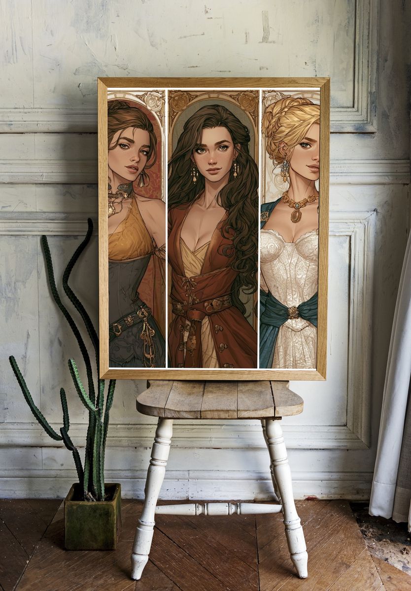 Three Noble Portraits Illustration Poster. room preview