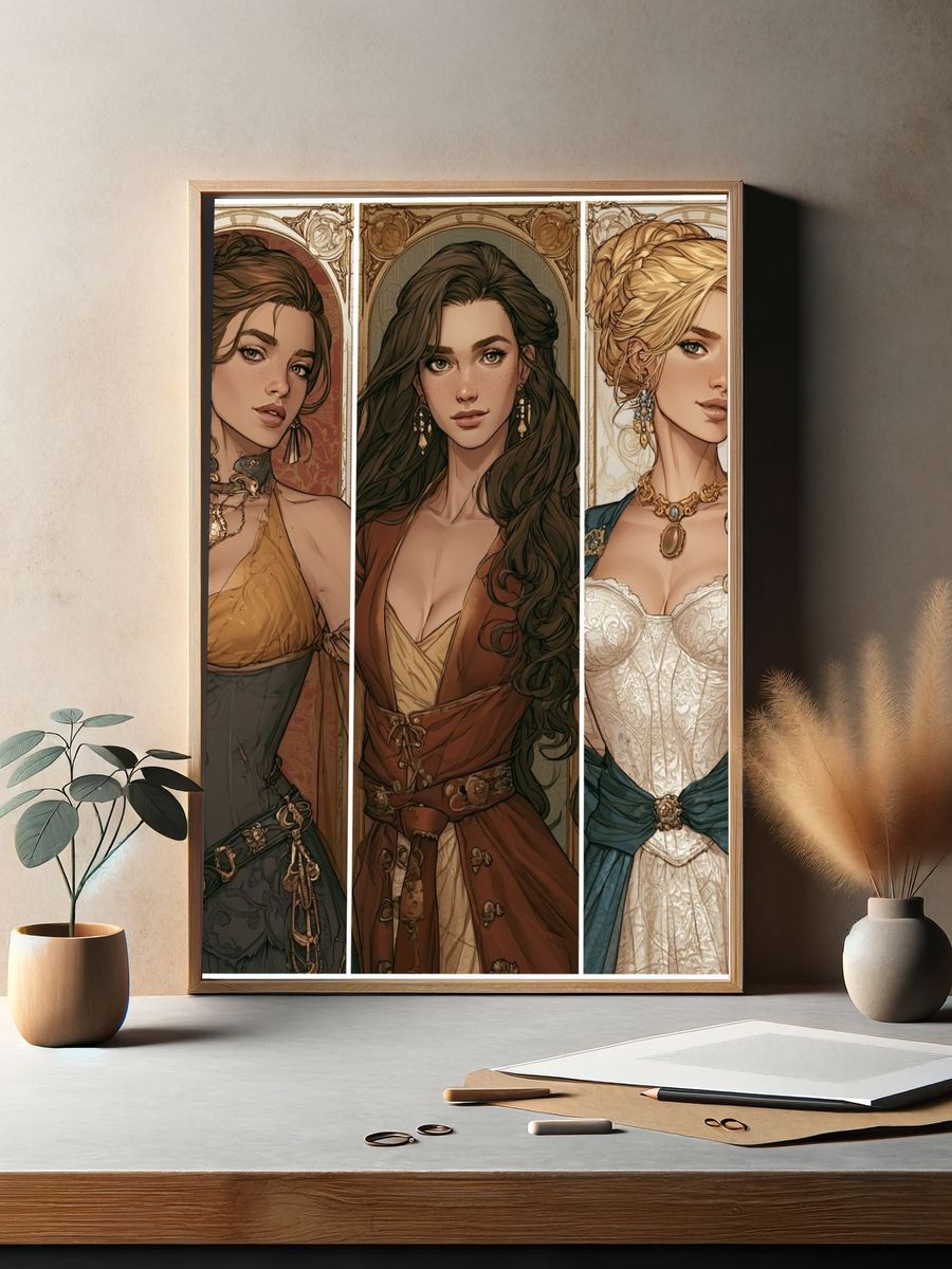 Three Noble Portraits Illustration Poster. — room view 2