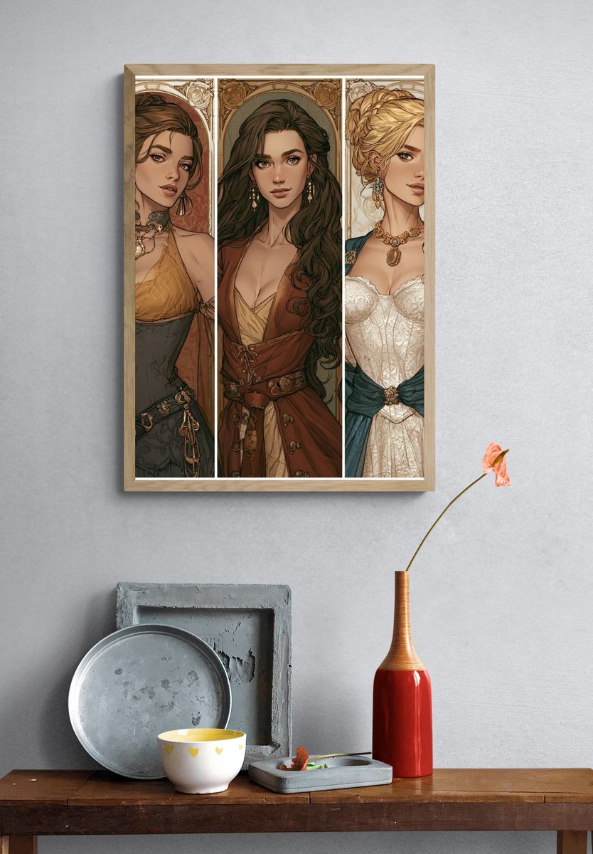 Three Noble Portraits Illustration Poster. — room view 3