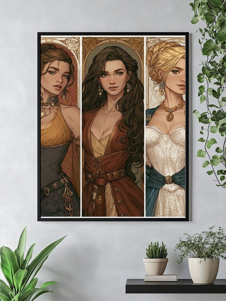 Three Noble Portraits Illustration Poster. — room view 4