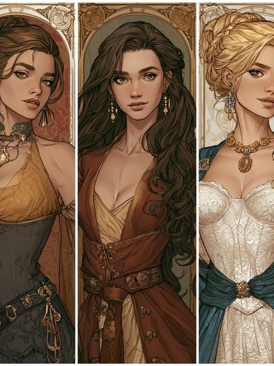 Three Noble Portraits Illustration Poster. poster