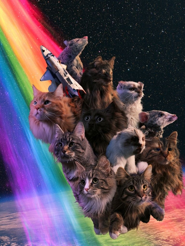 Cosmic Cats Rainbow Poster. poster — illustration art