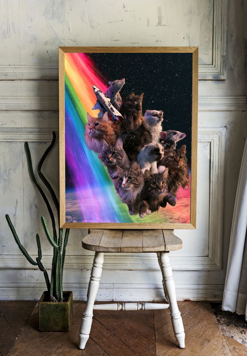 Cosmic Cats Rainbow Poster. room preview