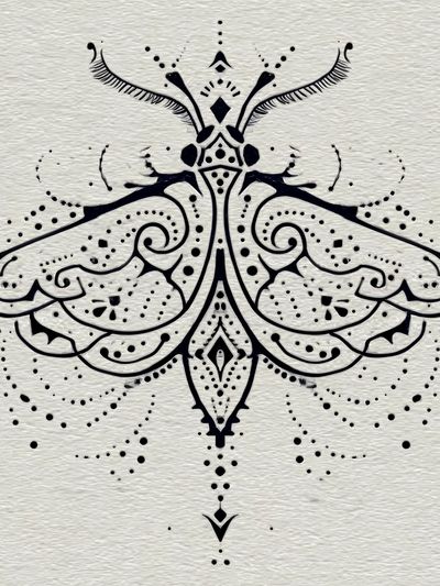 Ornamental Moth Line Art Poster.