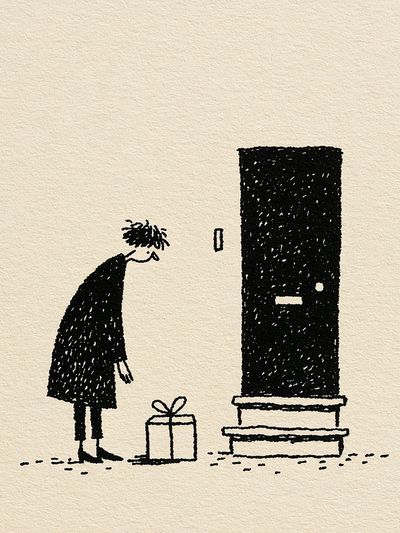 Gift at the Door Illustration Print. poster print