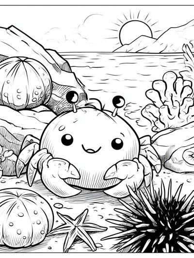 Cute Crab Undersea Coloring Poster. poster