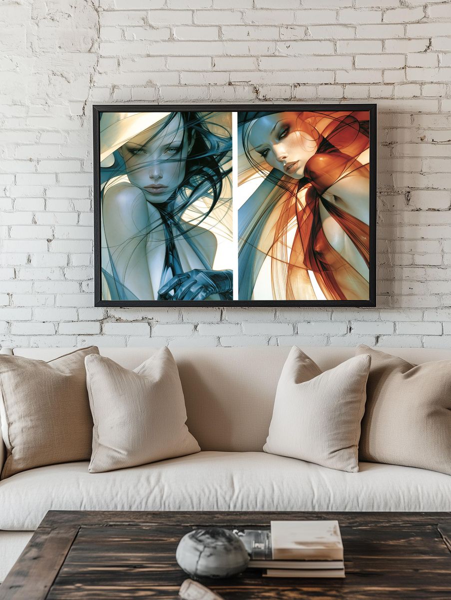 Abstract Fashion Portrait Poster. — room view 1