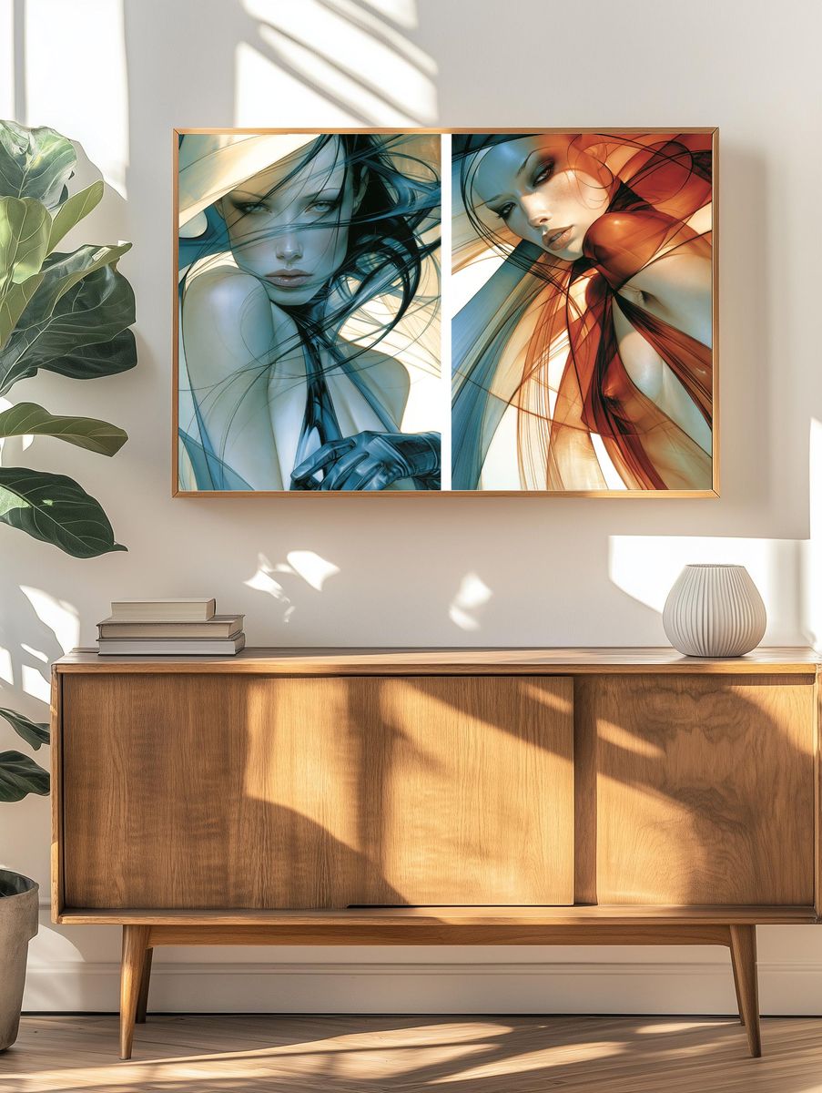 Abstract Fashion Portrait Poster. — room view 3