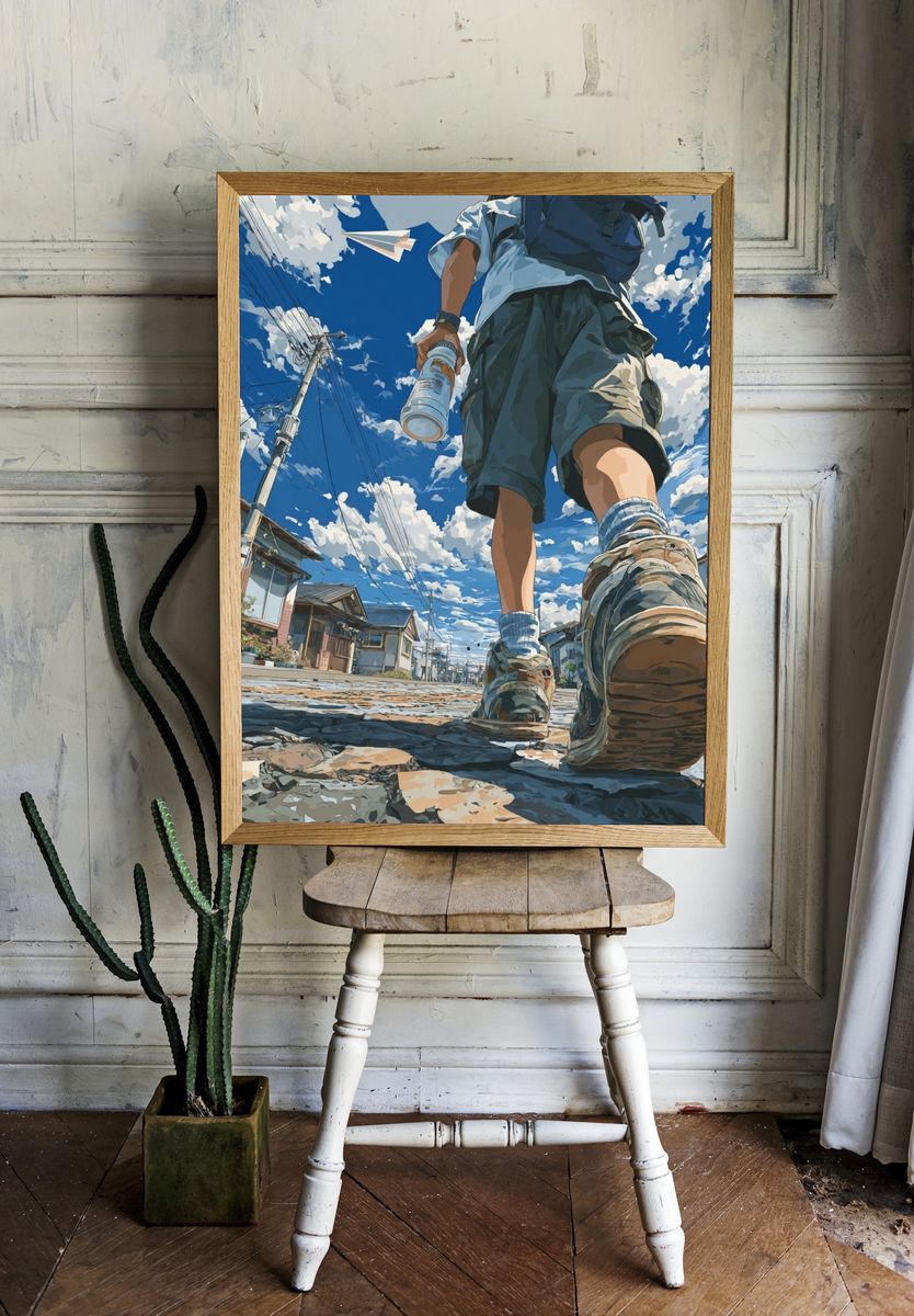 Street Walk Under Blue Sky Poster. room preview