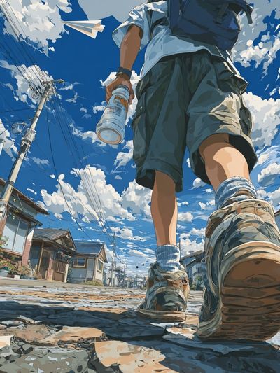 Street Walk Under Blue Sky Poster.