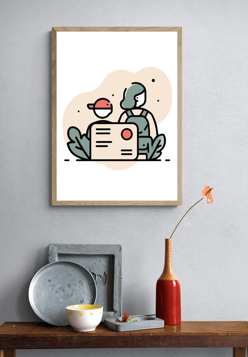 Minimal Travel Illustration Poster. — room view 3