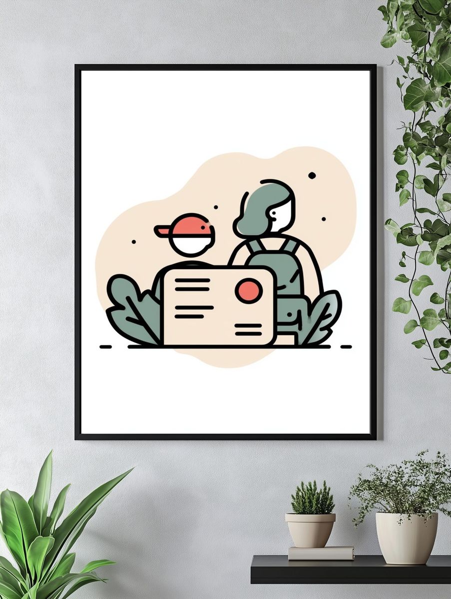 Minimal Travel Illustration Poster. — room view 4
