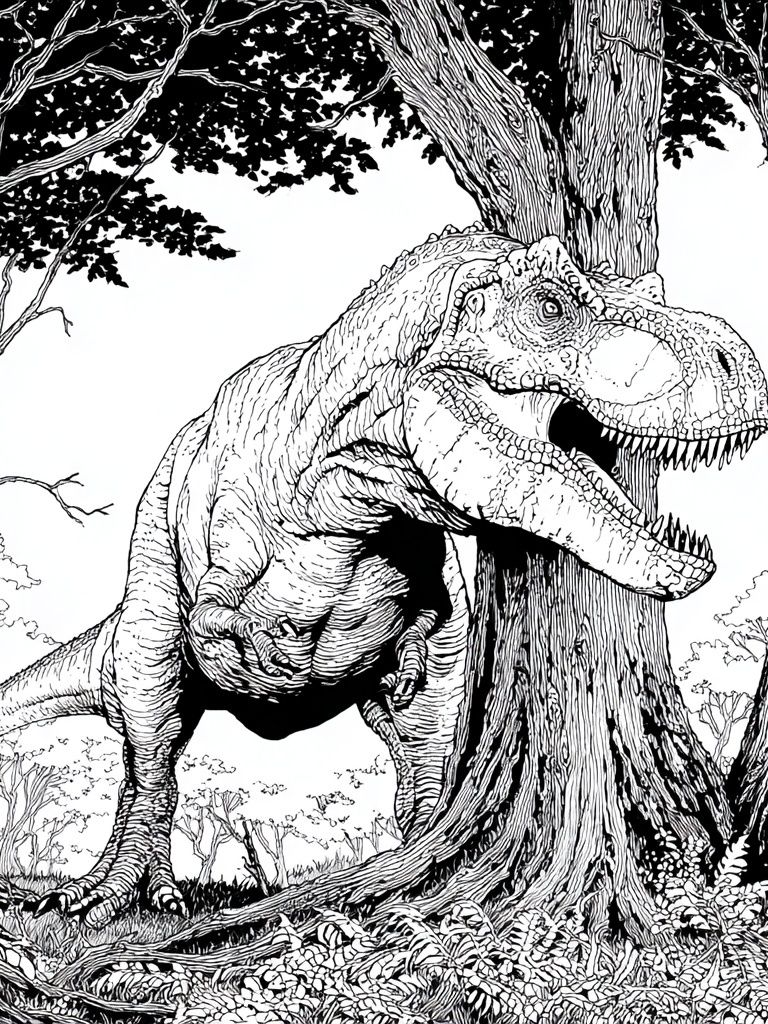 Tyrannosaurus in Forest Illustration Poster. poster — illustration art