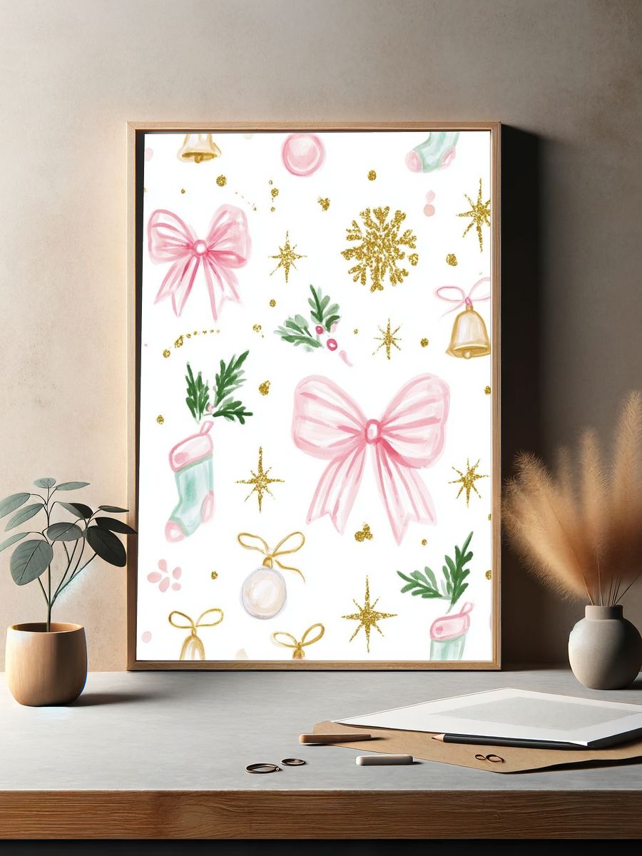 Christmas Watercolor Pattern Print. — room view 2