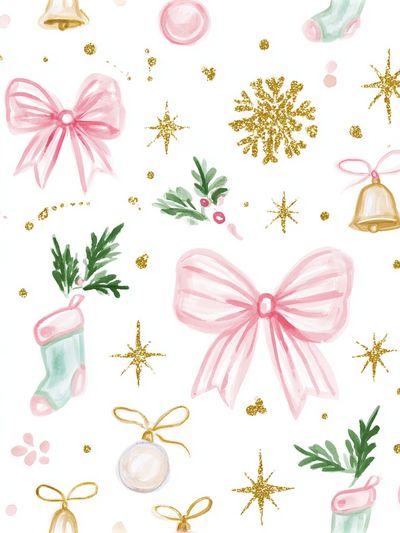 Christmas Watercolor Pattern Print.