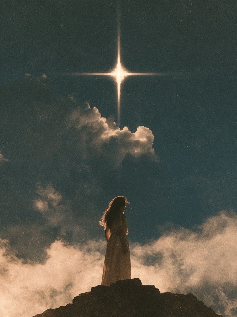 Celestial Figure in Clouds Poster. poster detail