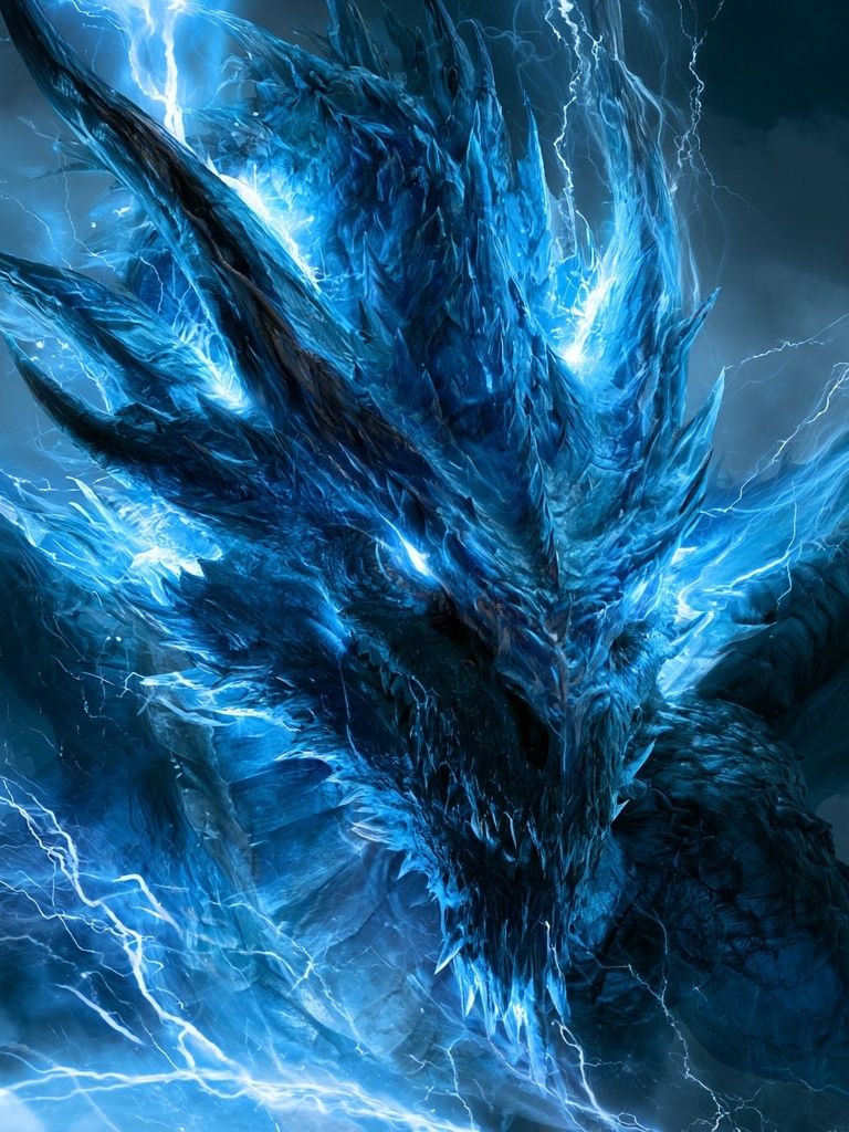Electric Ice Dragon Illustration Poster. poster detail