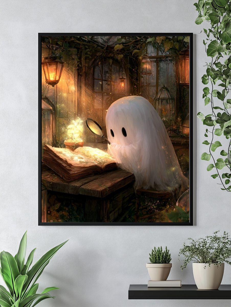 Ghost Reading in Lantern Garden Poster. — room view 4