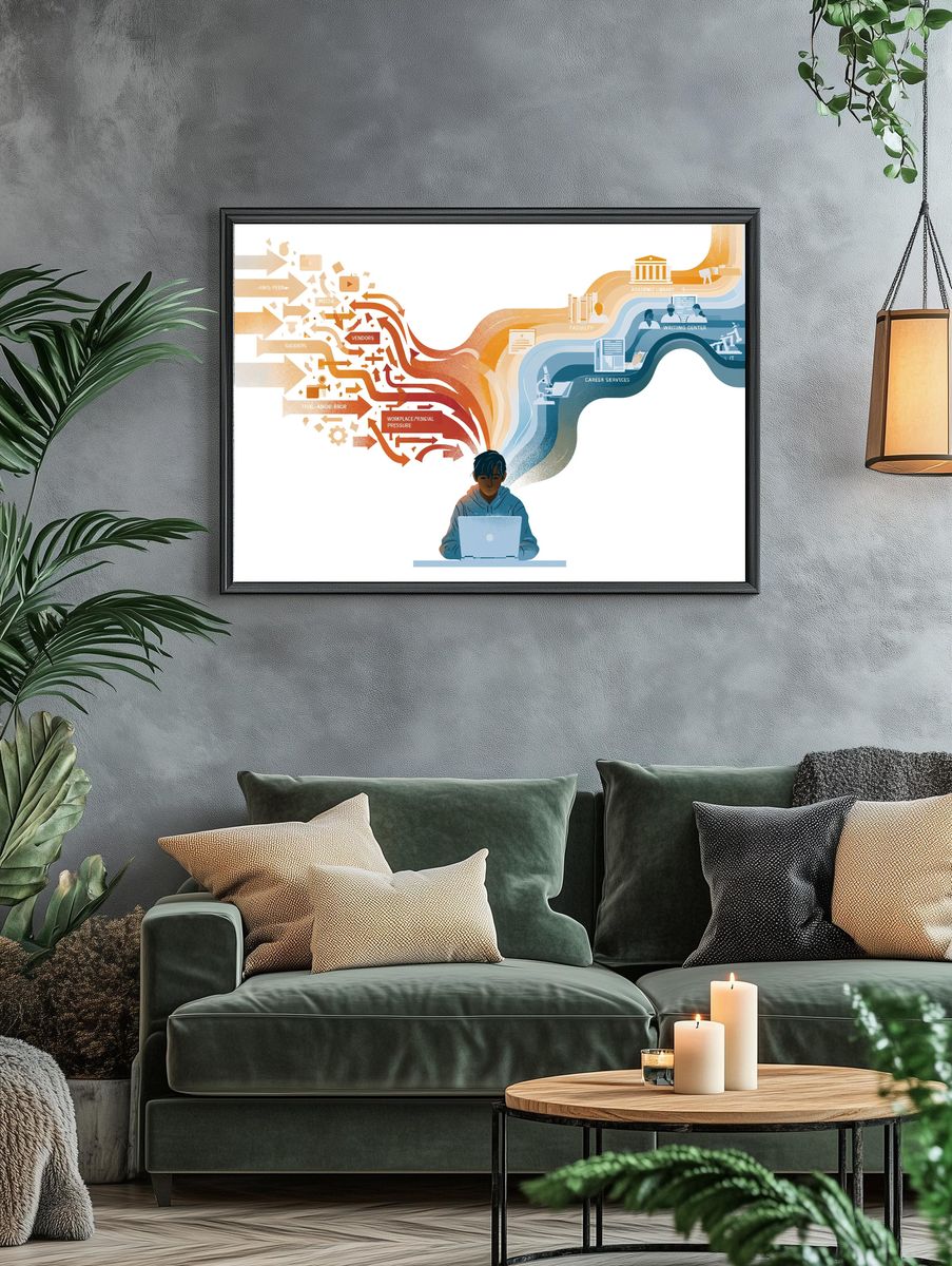 Student Journey Illustration Poster. — room view 4