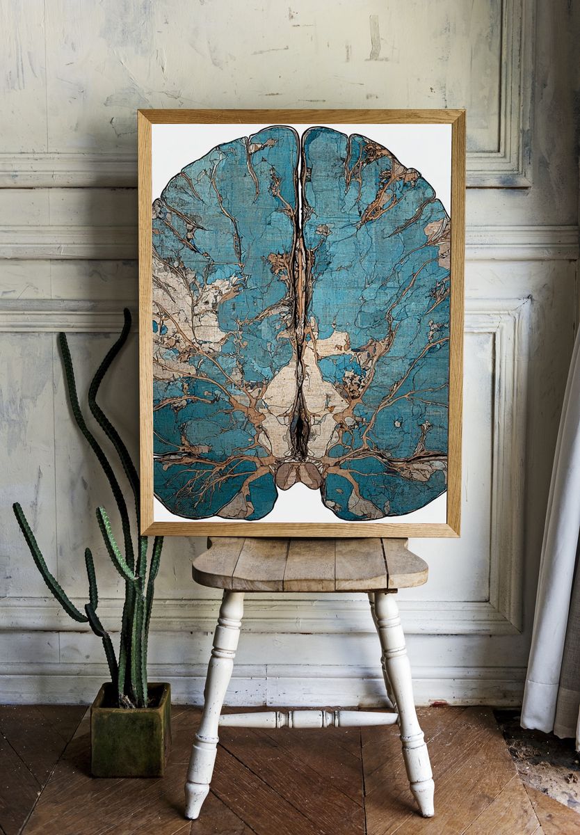 Blue Brain Anatomy Illustration Poster. — room view 1