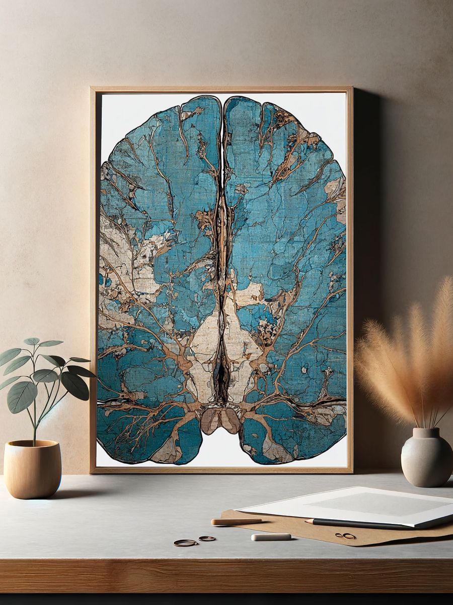 Blue Brain Anatomy Illustration Poster. — room view 2