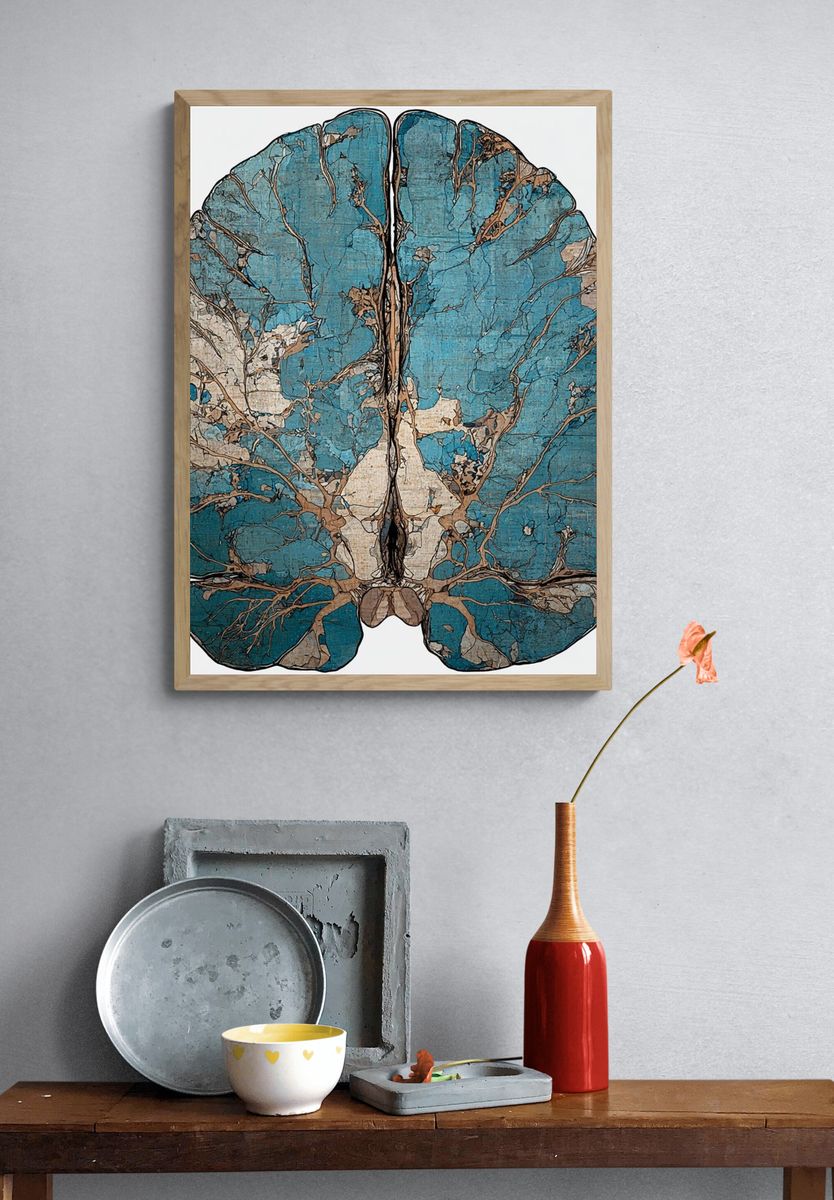 Blue Brain Anatomy Illustration Poster. — room view 3