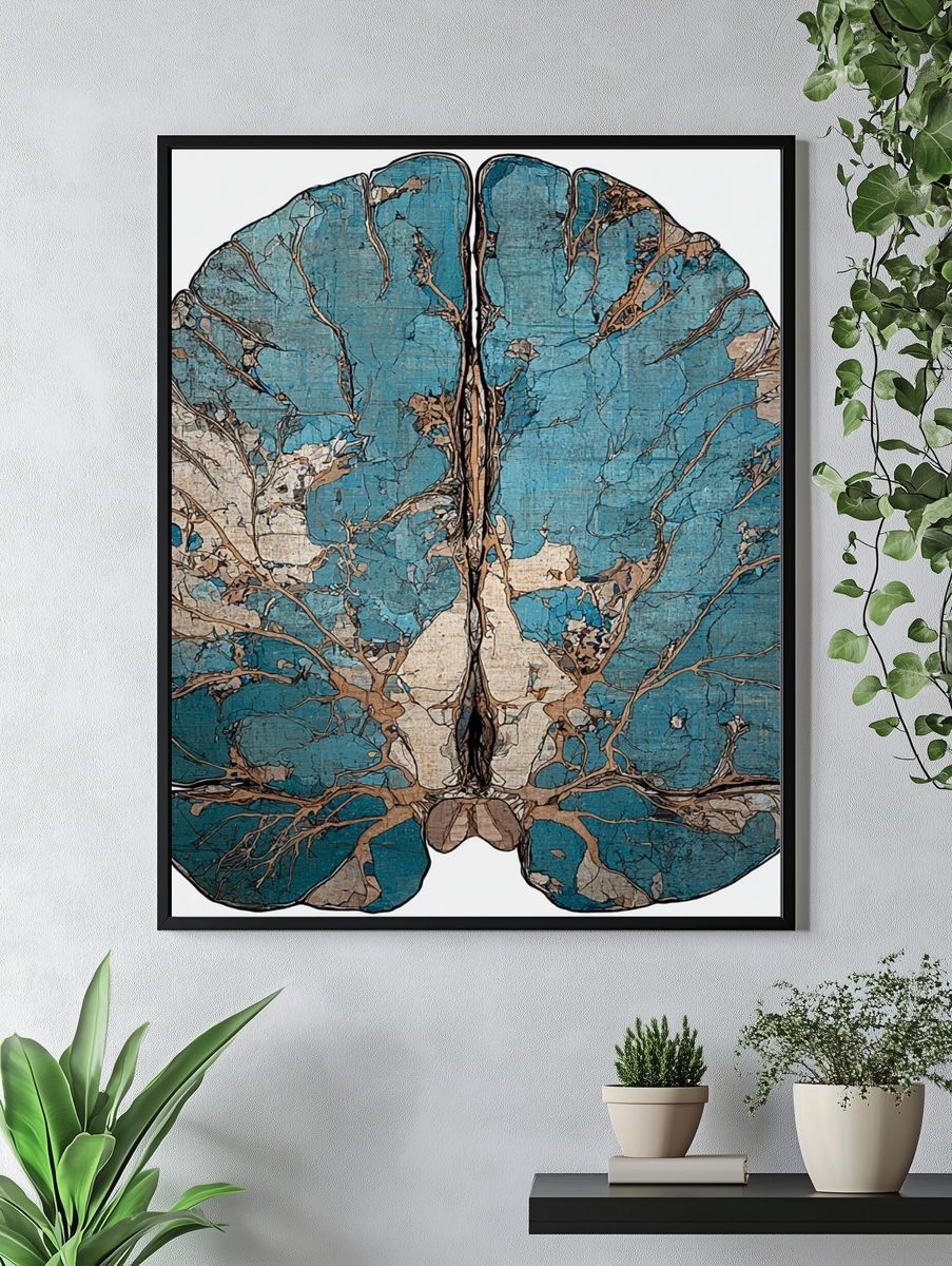 Blue Brain Anatomy Illustration Poster. — room view 4