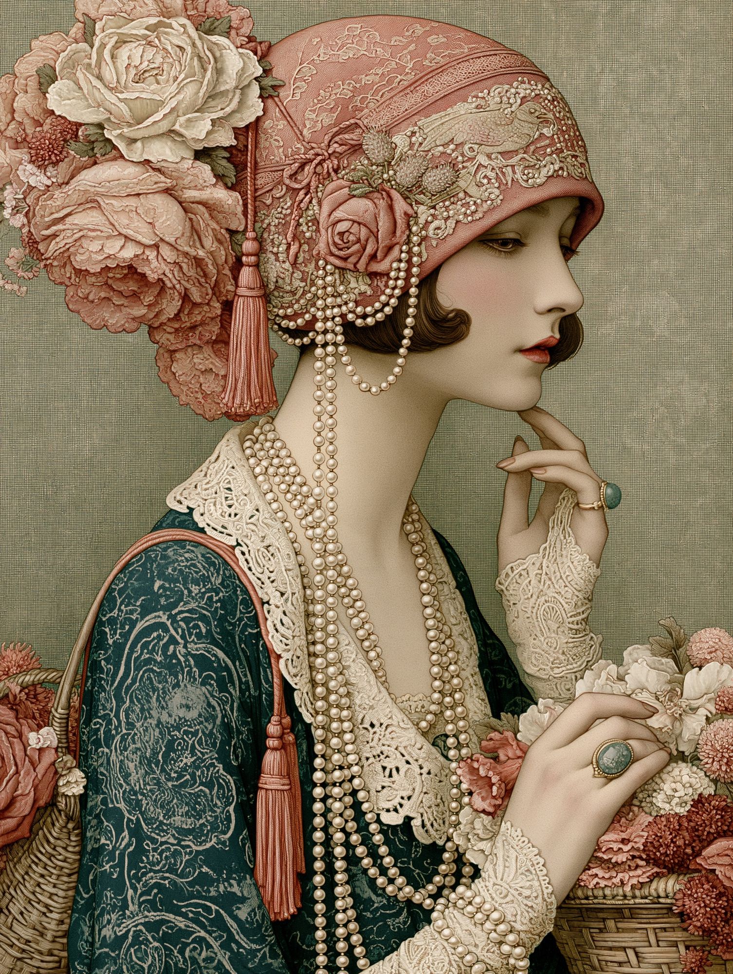 Art Nouveau Portrait Print. poster detail