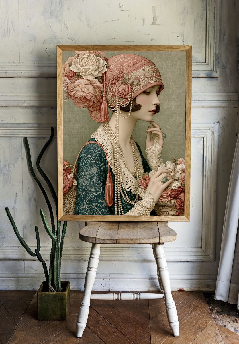 Art Nouveau Portrait Print. room preview
